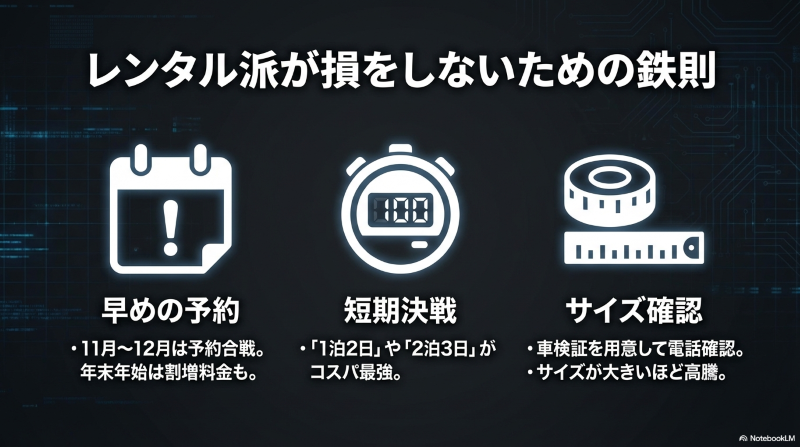 オートバックスのタイヤレンタルで損をしないための3つの鉄則（早期予約・短期決戦・サイズ確認）