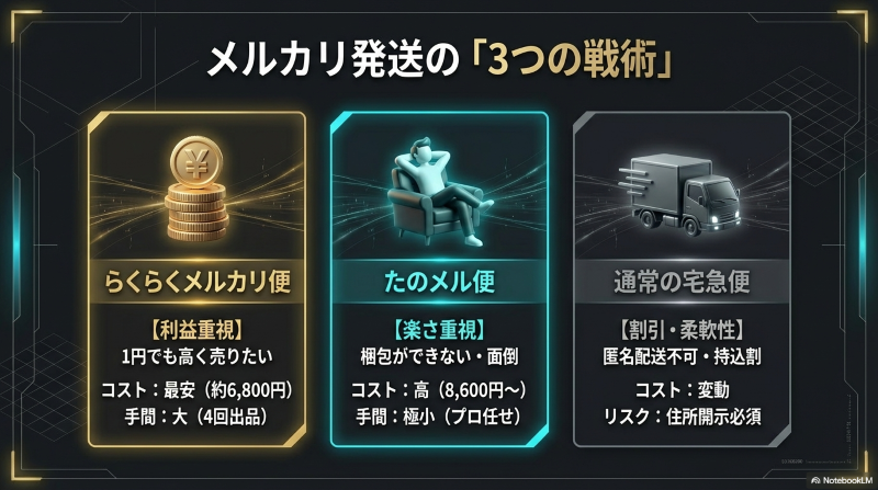 2026年】メルカリでタイヤを一番安く送る方法！送料一覧と「梱包不要