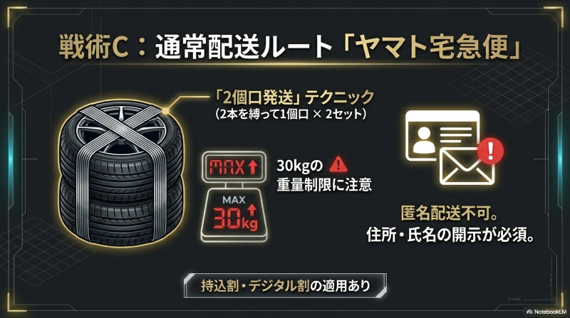 2026年】メルカリでタイヤを一番安く送る方法！送料一覧と「梱包不要