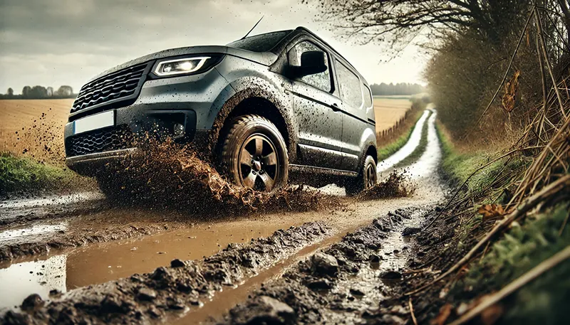 泥濘地や砂利道で威力を発揮するオフロード性能