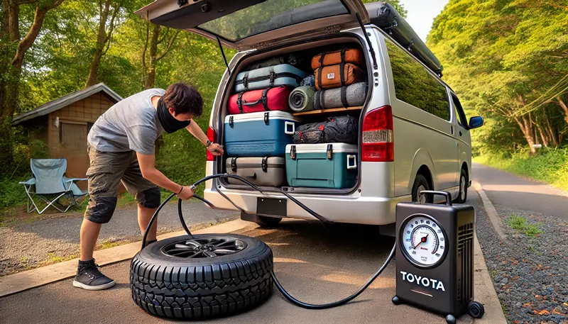 ハイエースの積載量と空気圧調整