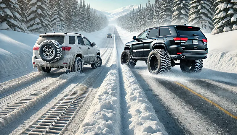 スタッドレスと比較した雪道性能の決定差