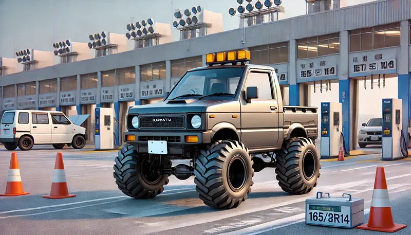 165/80R14オープンカントリーのハイゼット車検