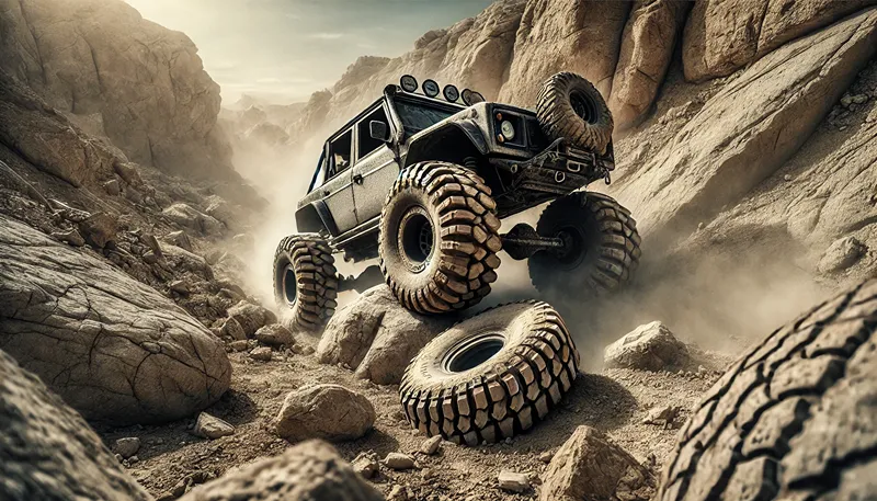 岩場走行でタイヤをグリップさせる設定値