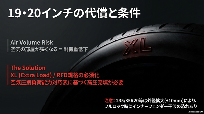 210系クラウンの19・20インチ大口径化で必須となるXL規格タイヤの注意点と、外径拡大によるインナーフェンダーへの干渉リスク