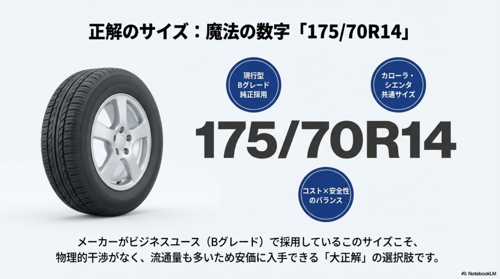 現行型Bグレードで純正採用されている推奨タイヤサイズ175/70R14のメリットとコストと安全性のバランス