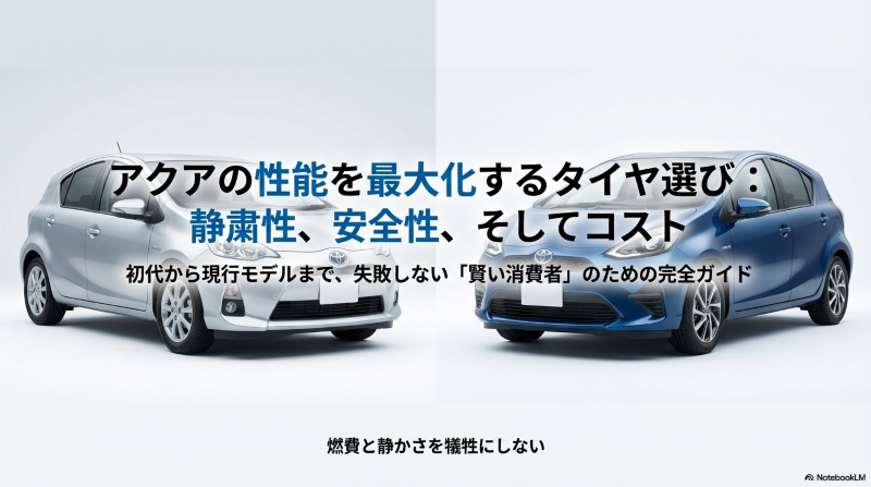 アクアの性能を最大化するタイヤ選び。静粛性、安全性、コストを比較した賢い消費者のための完全ガイド