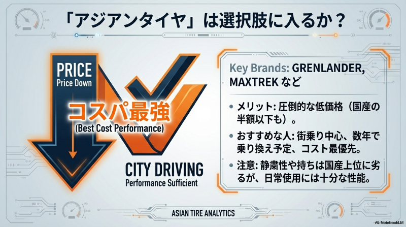 コスパ最強のアジアンタイヤ(グリンランダー等)の特徴とおすすめな人の解説