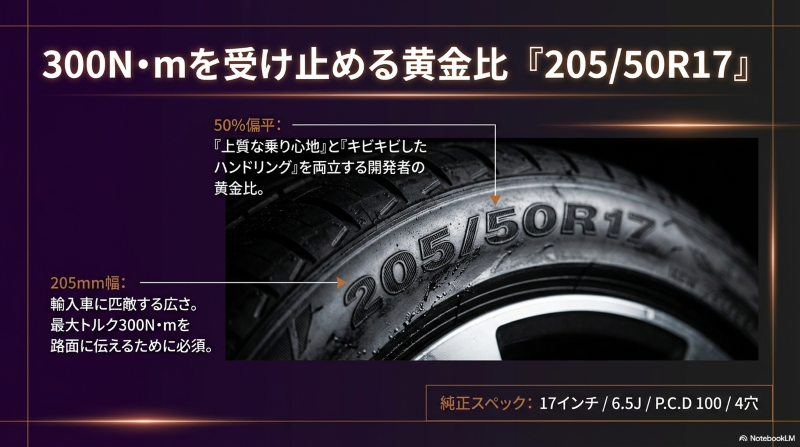 ノートオーラの純正タイヤサイズ205/50R17が選ばれた理由とトルク伝達の解説