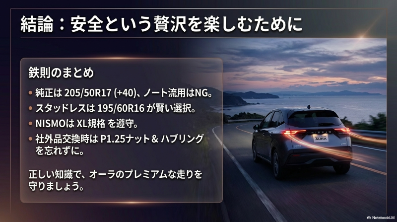 ノートオーラのタイヤ交換における純正サイズの厳守やインチダウンの鉄則まとめ