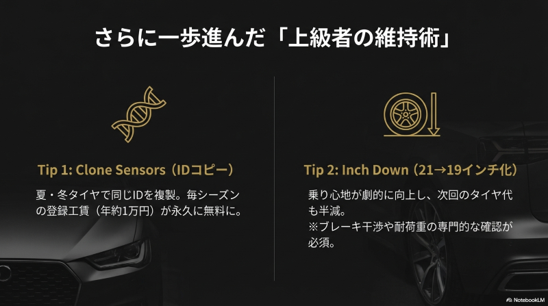 クローンセンサーとインチダウンによる上級者のタイヤ維持術