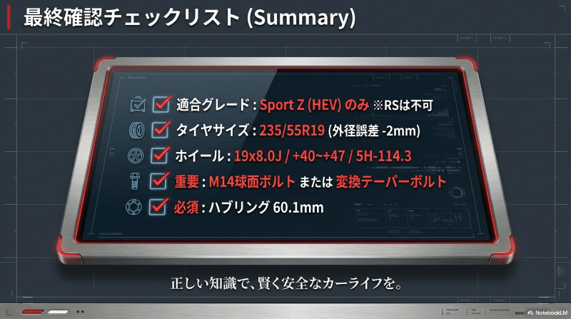 クラウンスポーツ19インチタイヤサイズ選びの最終確認チェックリスト