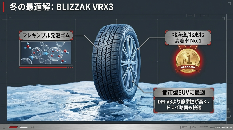 クラウンスポーツにおすすめの19インチスタッドレスタイヤ ブリザックVRX3