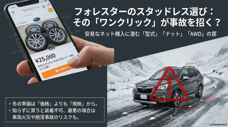 安易なネット購入に潜む型式・ナット・AWDの罠を解説した表紙画像