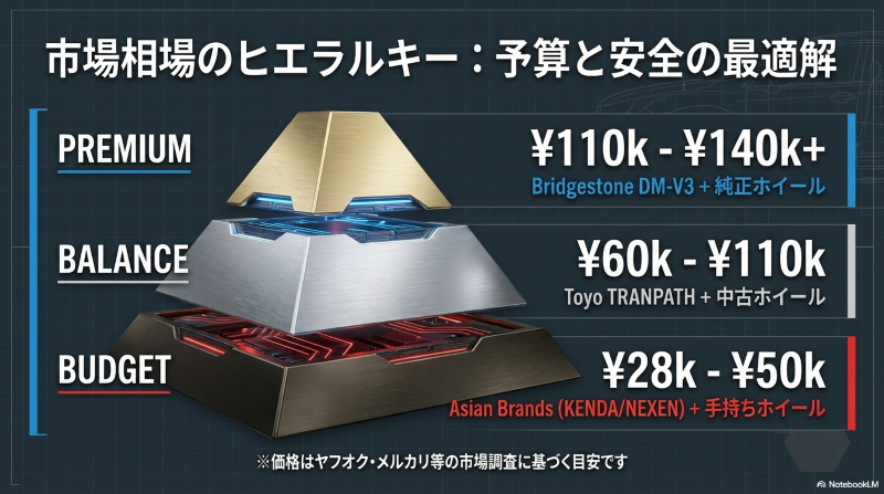 プレミアム、バランス、バジェットの3つの価格帯とそれぞれの予算目安