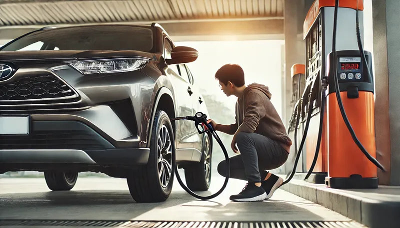 ガソリンスタンドでの空気の入れ方