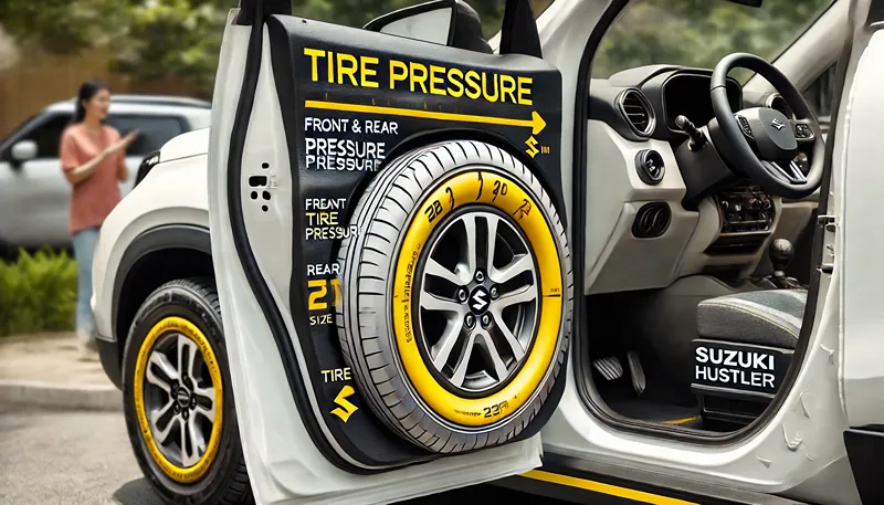 ドア枠にある適正空気圧の見方