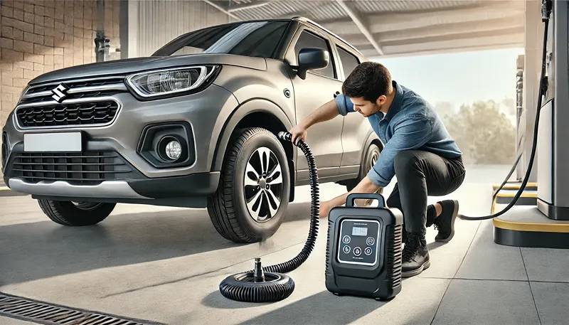 ガソリンスタンドでの空気の入れ方