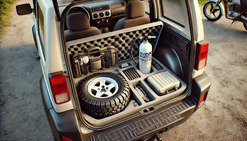 パンク修理キットの収納場所と使い方