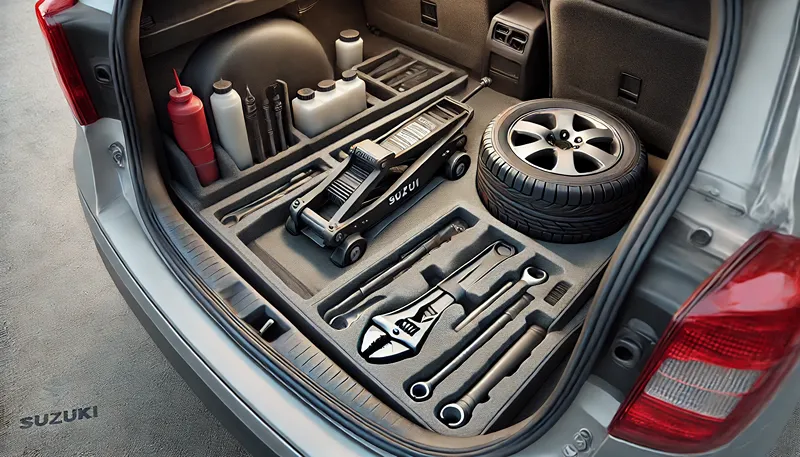 車載ジャッキや工具の格納場所を特定する