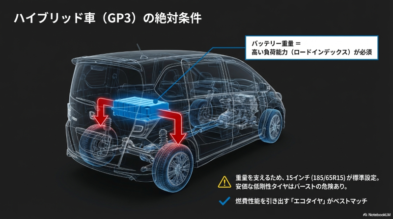 フリードスパイクハイブリッド車のバッテリー重量とロードインデックスの重要性