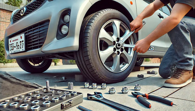 クロスレンチを使った仮締めの手順