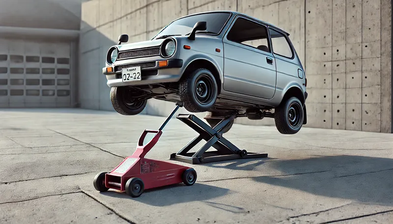 フロントのジャッキアップは傾きに注意