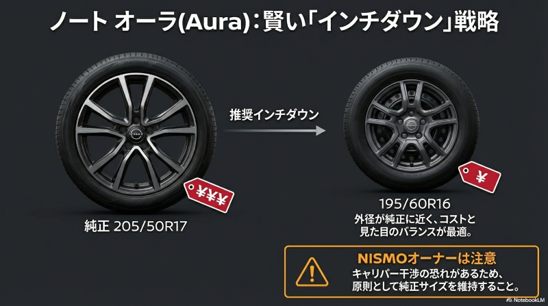 ノートオーラ(AURA)のインチダウン戦略 17インチから16インチへサイズ変更しコスト削減