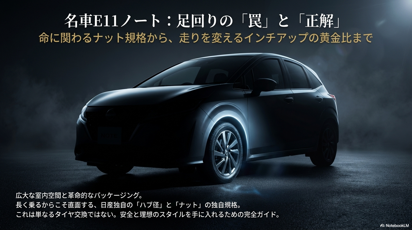 ノートE11タイヤサイズ一覧とハブ径・ナット規格の完全ガイド・インチアップの正解