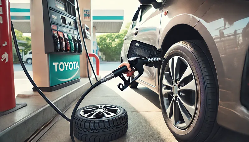 ガソリンスタンドでの空気圧の入れ方と点検