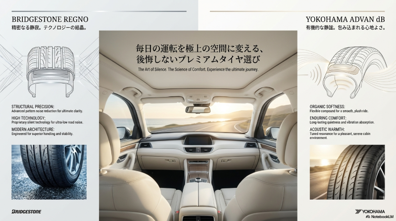 ブリヂストンREGNOとヨコハマタイヤADVAN dBの比較イメージ