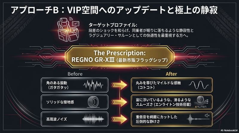 極上の静寂とVIP空間を提供するアプローチB(最新市販REGNO GR-XⅢ)