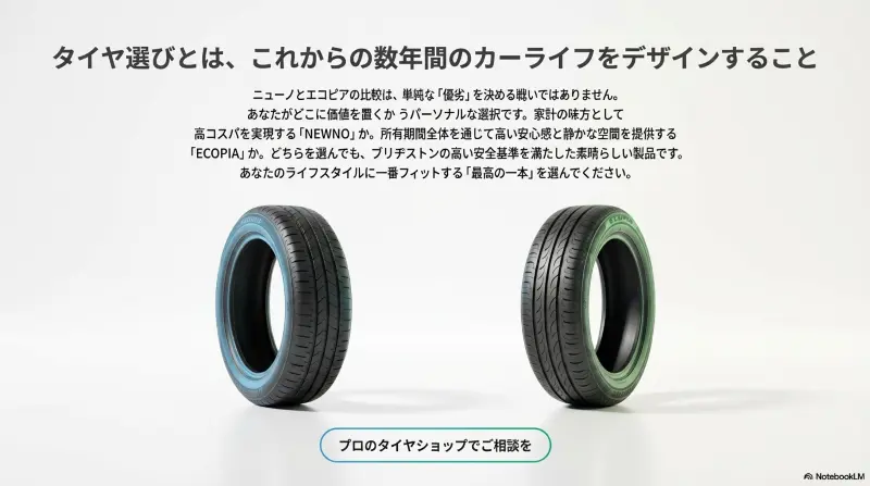 ライフスタイルに合わせたニューノとエコピアのタイヤ選びのまとめ