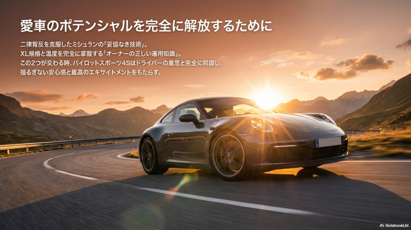 二律背反を克服したミシュランの技術と、XL規格や温度を掌握するオーナーの正しい運用知識が交わることで、揺るぎない安心感をもたらすという結論