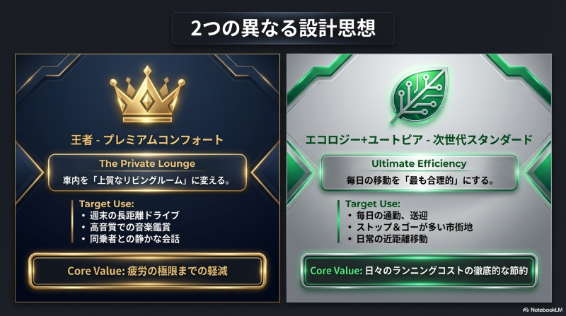 王者を意味するレグノとエコロジーを意味するエコピアの設計思想のアイコン