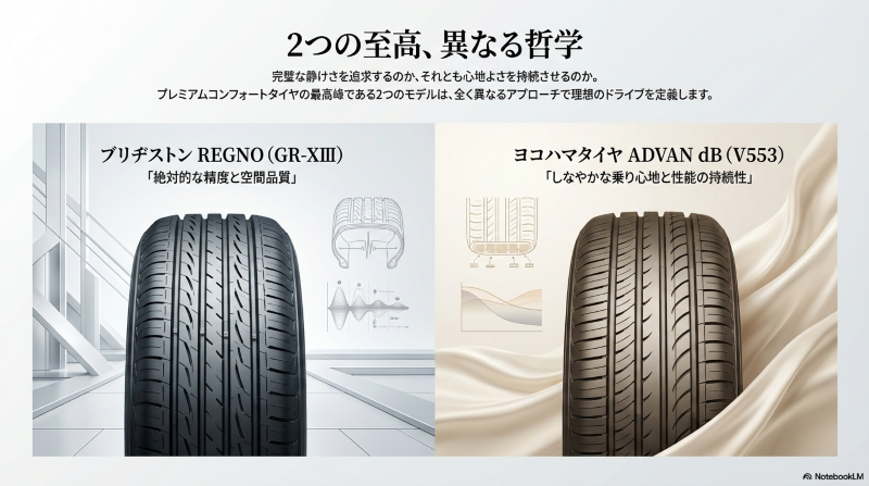 レグノの絶対的な精度とアドバンdbの性能の持続性を示す比較図