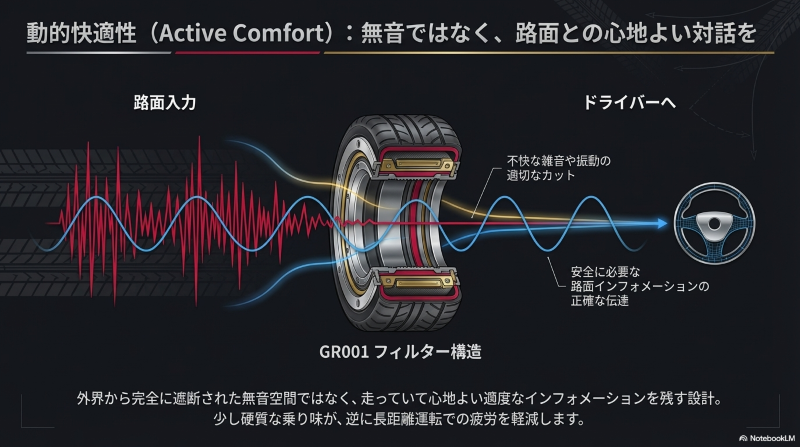 不快な雑音をカットし必要な路面情報を伝える動的快適性