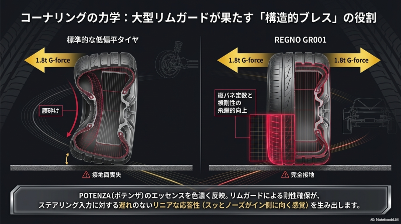大型リムガードによる縦バネ定数と横剛性の飛躍的向上