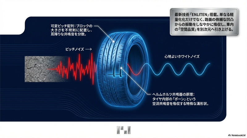 レグノの可変ピッチ配列やENLITENによる静粛性向上テクノロジー