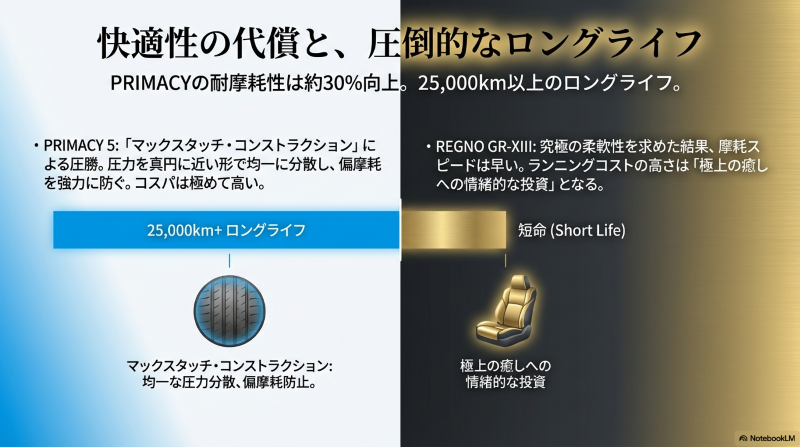 マックスタッチ・コンストラクションによるプライマシー5の圧倒的なロングライフと耐摩耗性