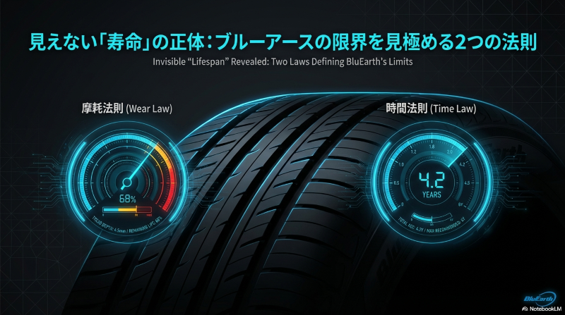 走行距離と経過年数でブルーアースの寿命を示す2つのメーター