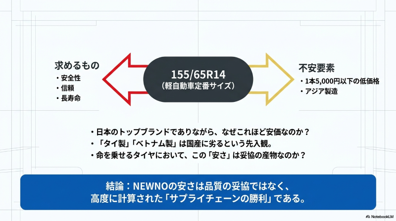 NEWNOの安さは品質の妥協ではなく高度に計算されたサプライチェーンの勝利であることを示す解説