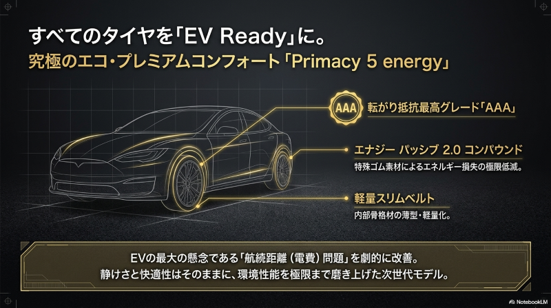 EV対応の低燃費タイヤ プライマシー5エナジーの特長