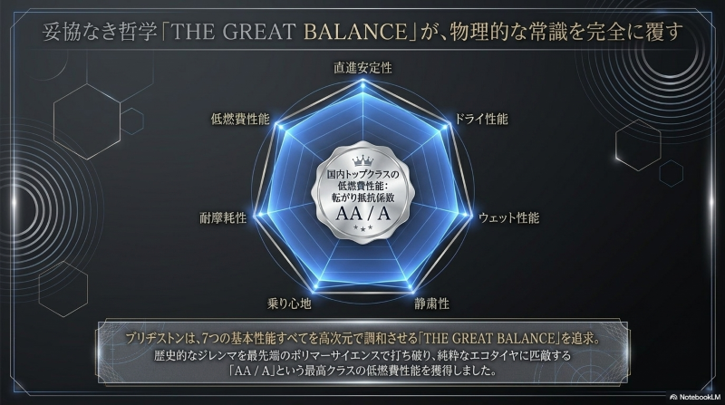 レグノとエコピアの転がり抵抗係数や静粛性、価格帯の違いを比較した表