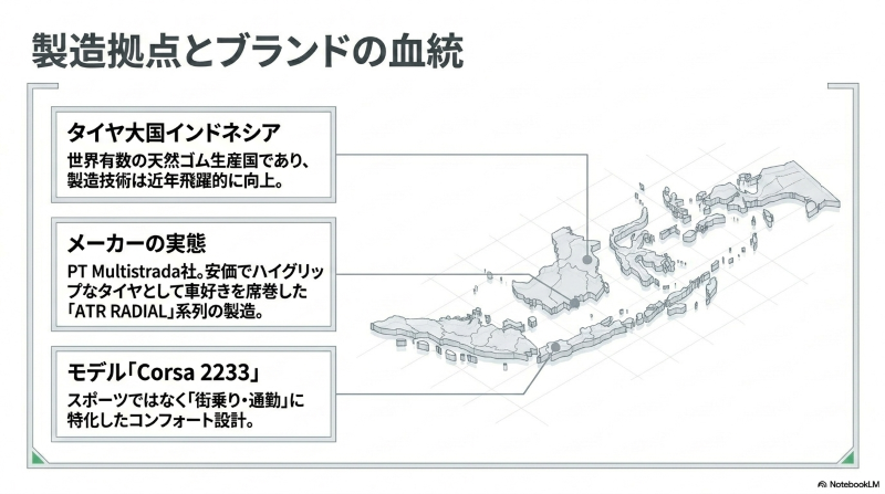 コルサタイヤの製造国インドネシアとメーカー(PT Multistrada社・ATR RADIAL)の実態