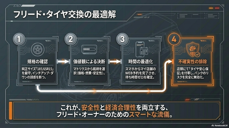 フリードのタイヤ交換を安く安全に行うための4つの最適解ステップ