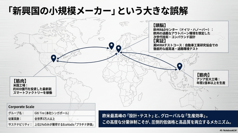 GTラジアルの巨大な生産能力と欧米主導の研究開発ネットワーク
