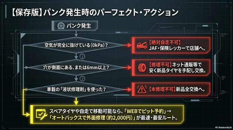 パンク発生時の状態別パーフェクトアクションチャート