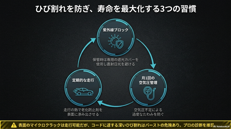 サイレンタイヤのひび割れを防ぎ寿命を最大化する3つの習慣