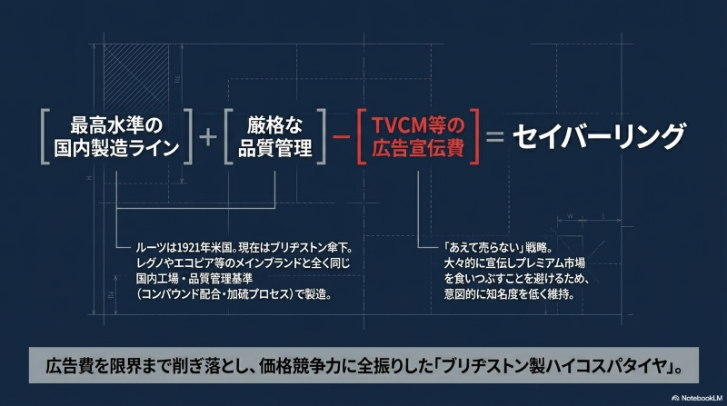 広告宣伝費を削ぎ落としたセイバーリングとブリヂストンの製造ラインの関係